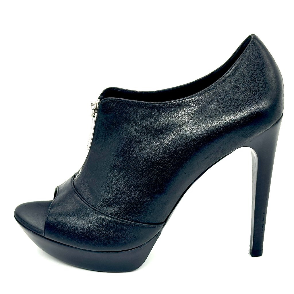 Fendi Leather Open Toe Plateau Zip Platform Ankle Boots Heels Booties
